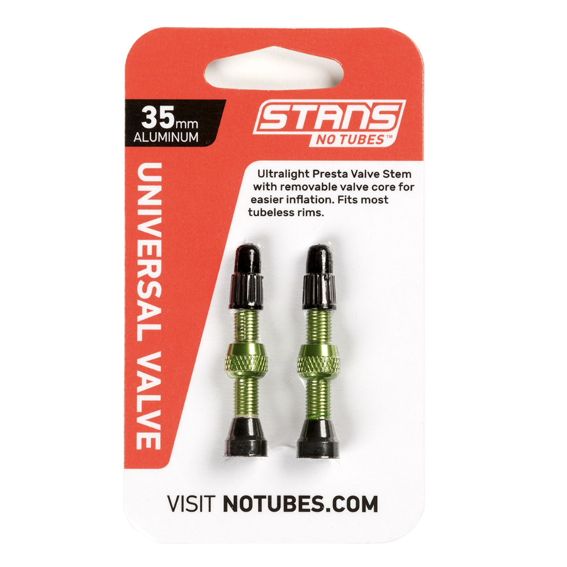 STANS NoTubes 35mm Alloy Tubeless Presta Valves Green-1
